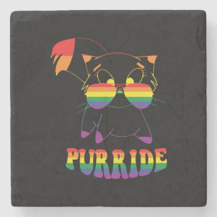 Purride   Cute Gay Cat   Lesbian   Rainbow Steinuntersetzer