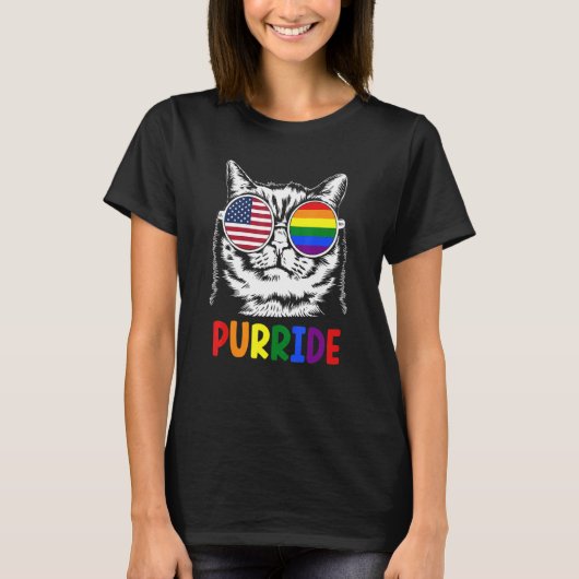 Purride Gay Pride Parade Regenbogenfarbenkatze mit T-Shirt (Vorderseite)
