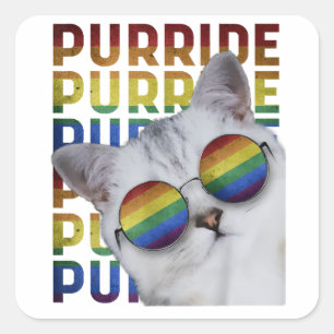 Purride Gay Pride T-Shirt für Frauen LGBT Rainbow Quadratischer Aufkleber