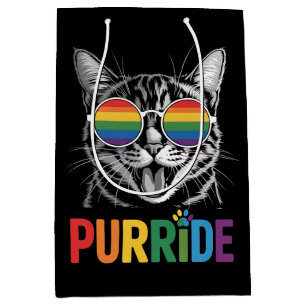 Purride Katze Schwul Lesbisch Regenbogen LGBTQ Ver Mittlere Geschenktüte