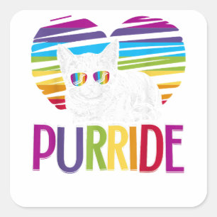 Purride LGBT Gay Pride Cat LGBTQ Monat 2019 Quadratischer Aufkleber