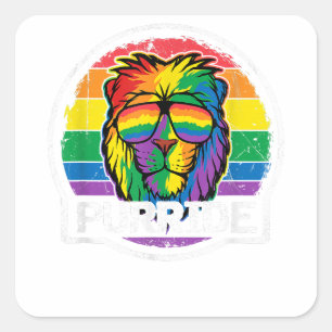 Purride Lion LGBT Farbenfrohe Cat Lion Gay Pride R Quadratischer Aufkleber