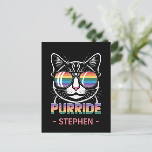 Purride - Niedlicher Katzenpride LGBTQ Postkarte (Stehend Vorderseite)