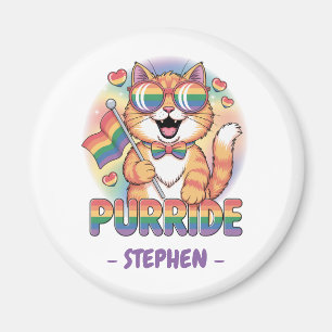 Purride - Orangefarbene Katze mit eigenem LGBTQ-Fl Magnet