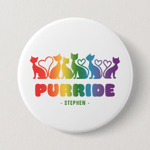 Purride - Rainbow Cat Silhouette LGBTQ+ Pride Puff Button