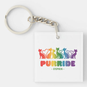 Purride - Rainbow Cat Silhouette LGBTQ+ Pride Puff Schlüsselanhänger