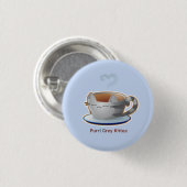 Purrista Pawfee: Graue Kitty-Tee-Tasse Button (Vorne & Hinten)