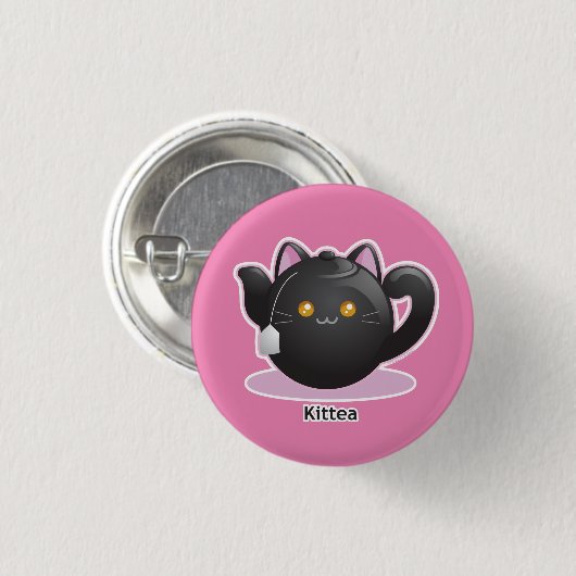 Purrista Pawfee: Miezekatze-Tee-Topf Button (Vorne & Hinten)