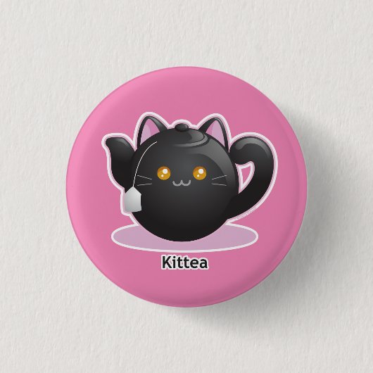 Purrista Pawfee: Miezekatze-Tee-Topf Button (Vorderseite)