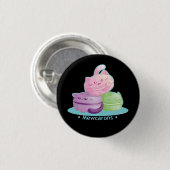 Purrista Pawfee: Niedliche Kitty-Katze Macarons Button (Vorne & Hinten)