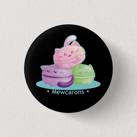 Purrista Pawfee: Niedliche Kitty-Katze Macarons Button (Vorderseite)