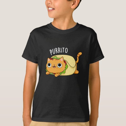 Purrito Funny Cat Burrito Pun Dark BG T-Shirt (Vorderseite)