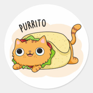 Purrito Funny Cat Burrito Pun Runder Aufkleber