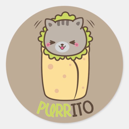 Purrito Kitty Cat Burrito Runder Aufkleber (Vorderseite)