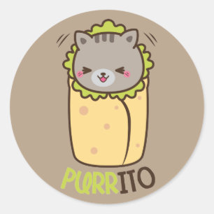 Purrito Miezekatze-KatzeBurrito Runder Aufkleber