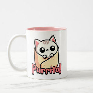 Purrito! Niedlich Burrito Cat Pun Zweifarbige Tasse