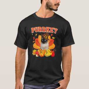 Purrkey Siamese Katze Urkey Hanksgiving Herbst Kür T-Shirt