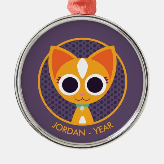 Purrl die Katze Ornament Aus Metall (Vorne)