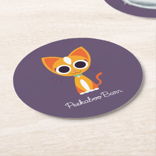 Purrl die Katze Runder Pappuntersetzer (Angewinkelt)