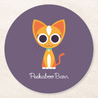 Purrl die Katze Runder Pappuntersetzer