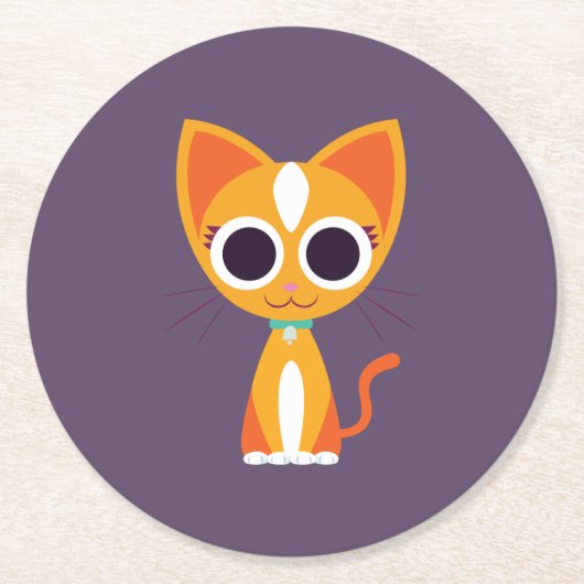 Purrl die Katze Runder Pappuntersetzer (Vorderseite)