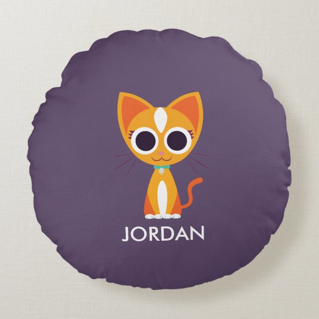 Purrl die Katze Rundes Kissen (Vorderseite)