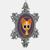 Purrl die Katze Schneeflocken Zinn-Ornament (Links)
