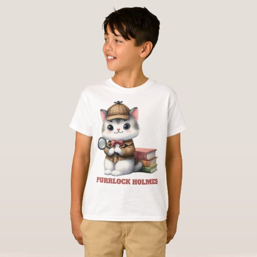 Purrlock Holmes Kitten Detective T-Shirt (Vorne ganz)