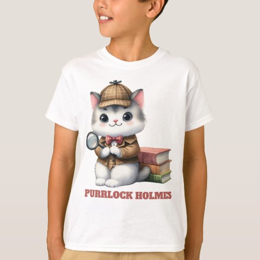 Purrlock Holmes Kitten Detective T-Shirt (Vorderseite)