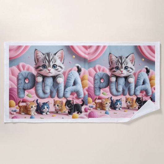 PURRMA Cute Kitten Beach Towel Strandtuch (Vorderseite)