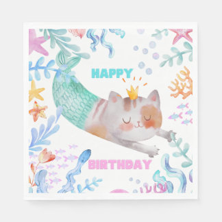 PurrMaid Birthday Napkin Serviette