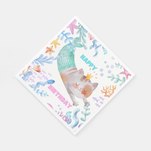 PurrMaid Birthday Napkin Serviette (Ecke)