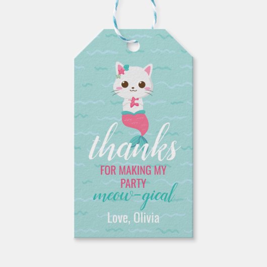 Purrmaid Mermaid Kitty Birthday Favor Geschenkanhänger (Vorderseite)