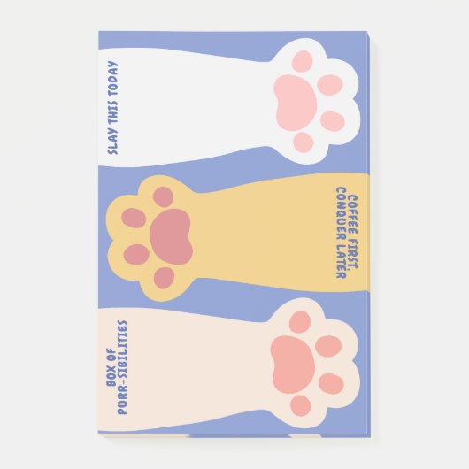 Purrosafarbene Toe Bohnen Katzenpaws Priorität zu Post-it Klebezettel (Vorderseite)