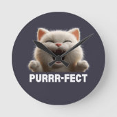 PURRR-FECT Hilarious Laughing Cat Meme T Shirt Runde Wanduhr (Vorderseite)