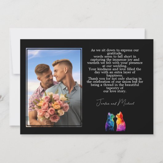 🌈 Purrtly Yours: Rainbow Liebe Dankeskarte (Rückseite)