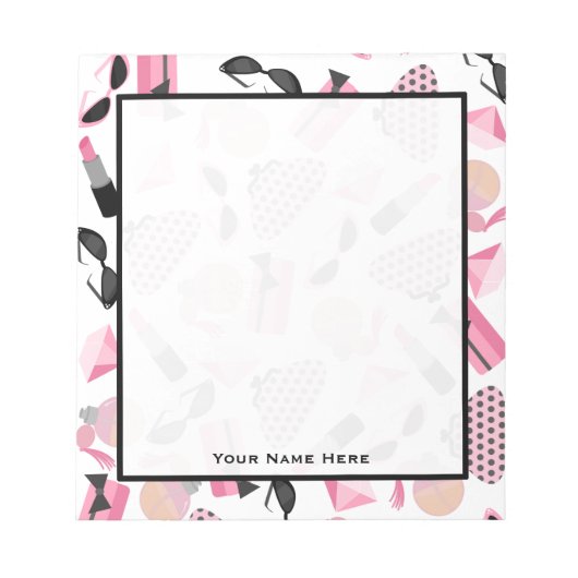 Purses Sunglasses Parfüm & Lipstick Notepad Notizblock (Vorderseite)