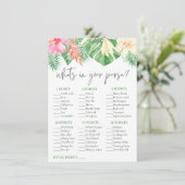 Purspiele tropisches hawaiianisches Brautparty Begleitkarte (Stehend Vorderseite)