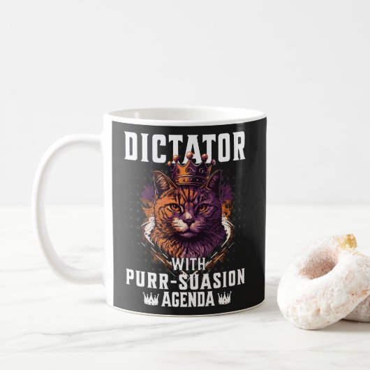 Pursuasion Agenda Funny Bossy Cat Kaffeetasse (Mit Donut)