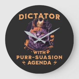 Pursuasion Agenda Funny King Cat Große Wanduhr