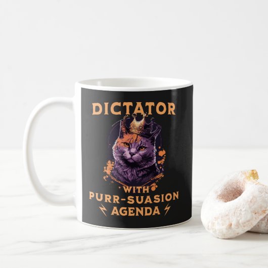 Pursuasion Agenda Funny King Cat Kaffeetasse (Mit Donut)