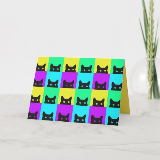 Purtly Kitty Cat Colorful Birthday Karte (Vorderseite)