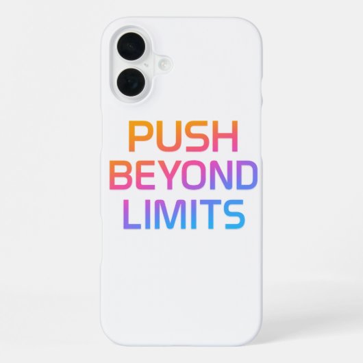 Push Beyond Limits Gradient Motivational iPhone 16 Hülle (Rückseite)