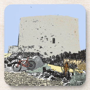 Push Bike und Martello Tower Hythe Kent Getränkeuntersetzer