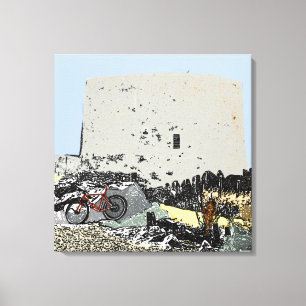 Push Bike und Martello Tower Hythe Kent Leinwanddruck