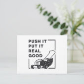 Push it setzen es wirklich gute Rasenmäher Rasenmä Postkarte (Stehend Vorderseite)