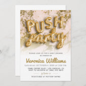 Push Party Trendy Modern Baby Dusche Einladung (Vorne/Hinten)