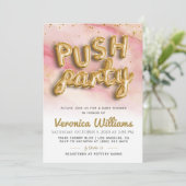 Push Party Trendy Modern Baby Dusche Einladung (Stehend Vorderseite)