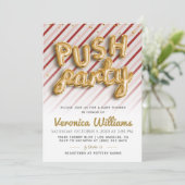 Push Party Trendy Moderne Babydusche Einladung (Stehend Vorderseite)