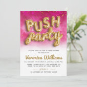 Push Party Trendy Moderne Babydusche Einladung (Stehend Vorderseite)